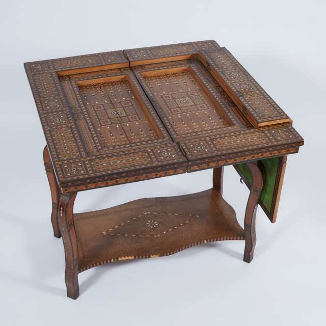 Syrian Parquetry Inlaid Fold-Over  Games Table, 19th/early 20th century