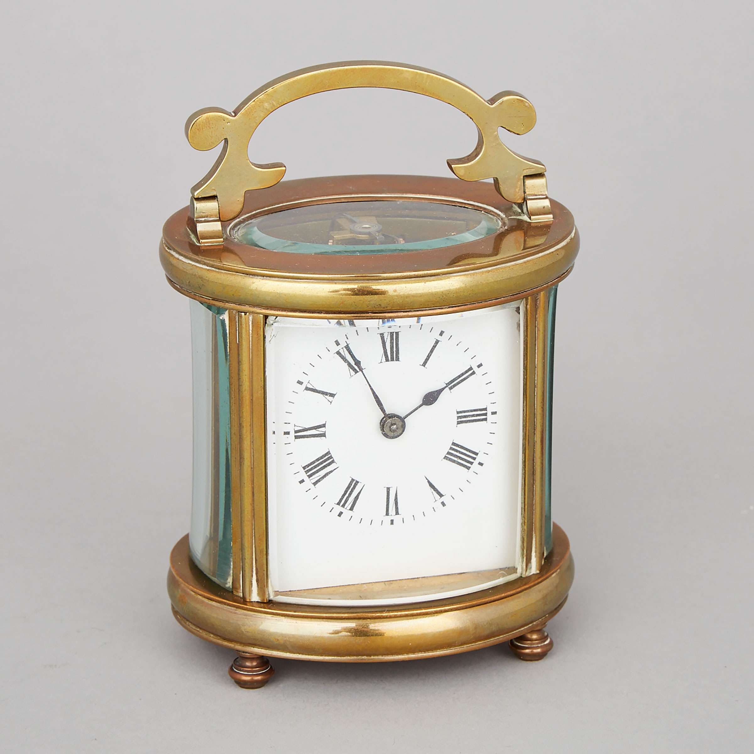 French Oval Carriage Clock, mid 20th century