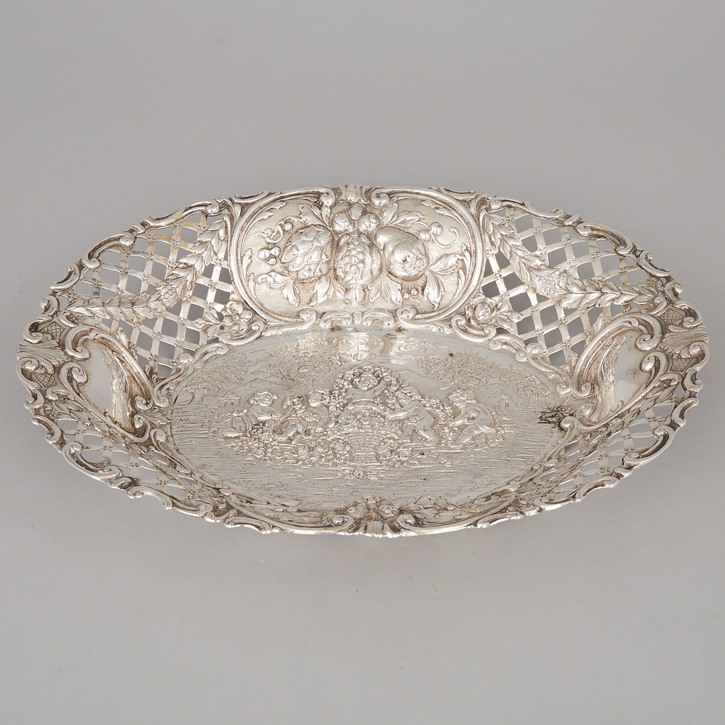 German Silver Oval Basket, early 20th century