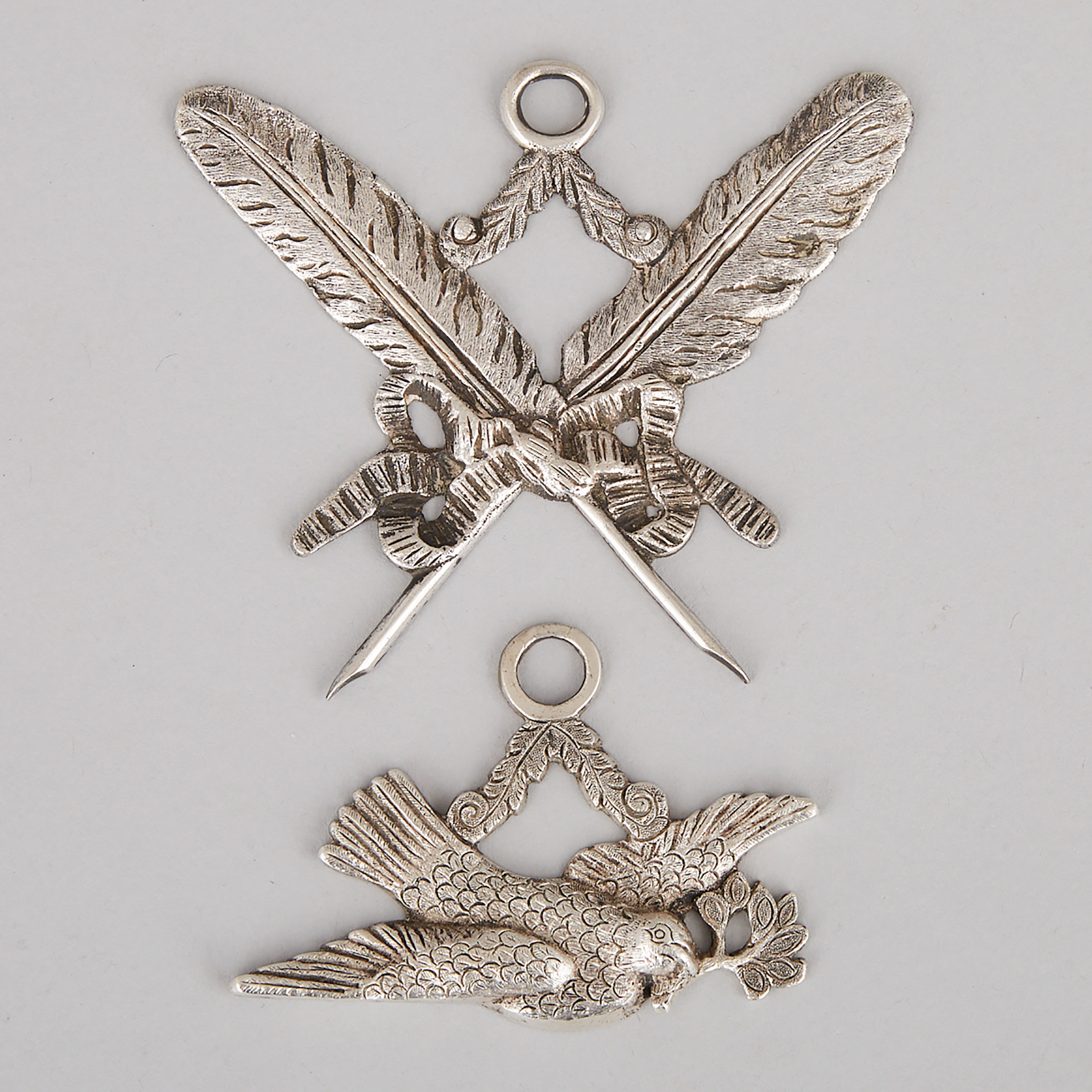 Two Canadian Silver Masonic Pendants, William C. Morrison,Toronto, Ont., c.1875
