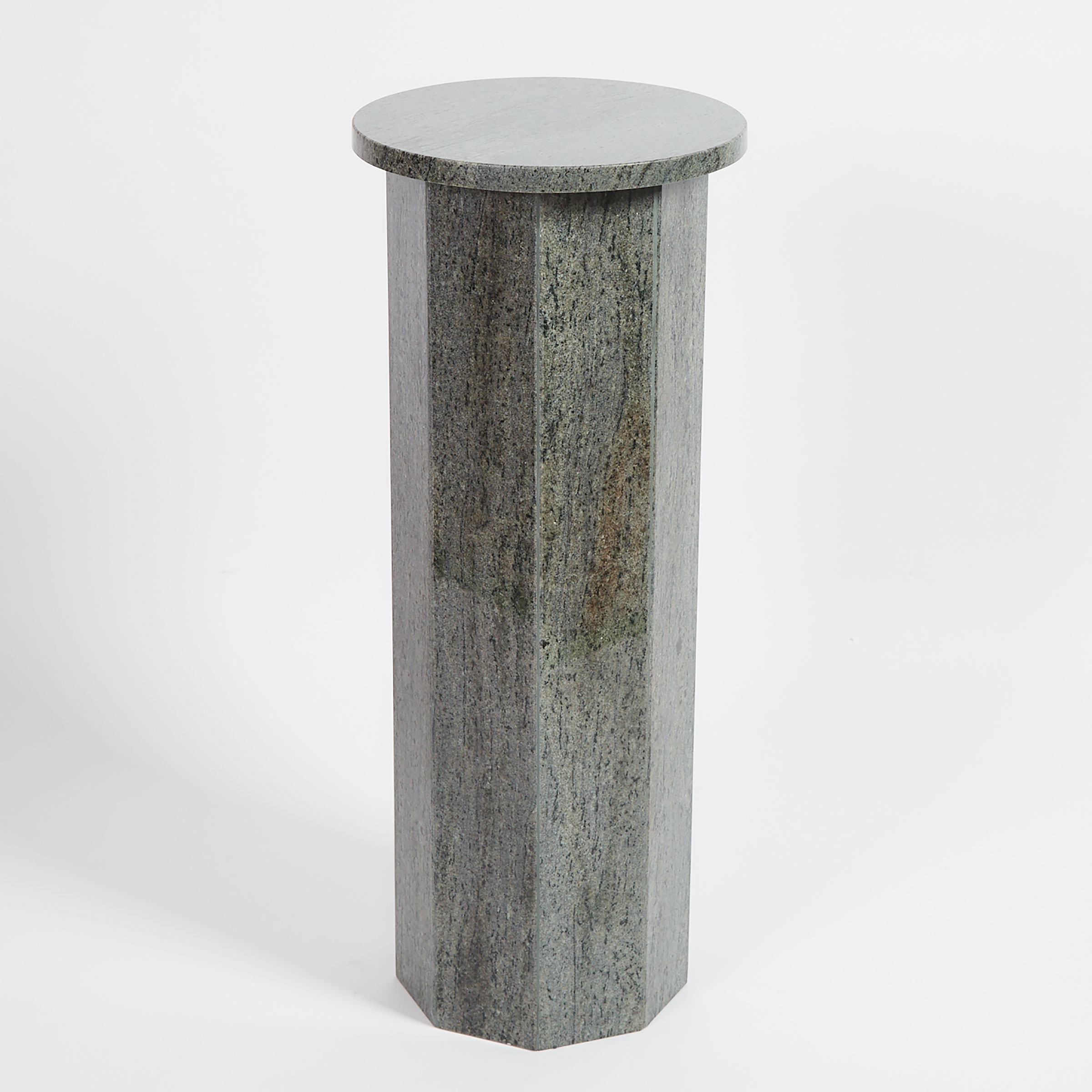 Contemporary Green Granite Column Form Pedestal, late 20th century