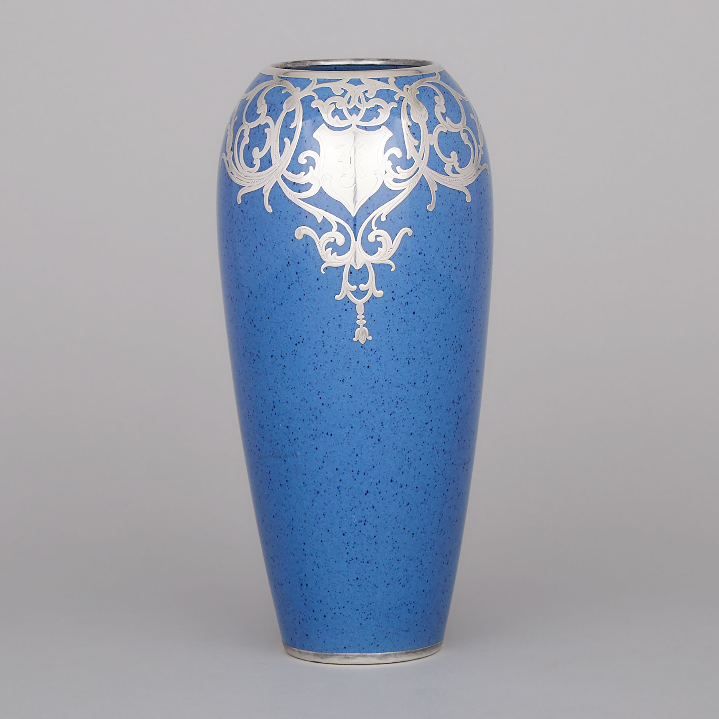 Moorcroft Silver Overlaid Powder Blue Vase, c.1914-16