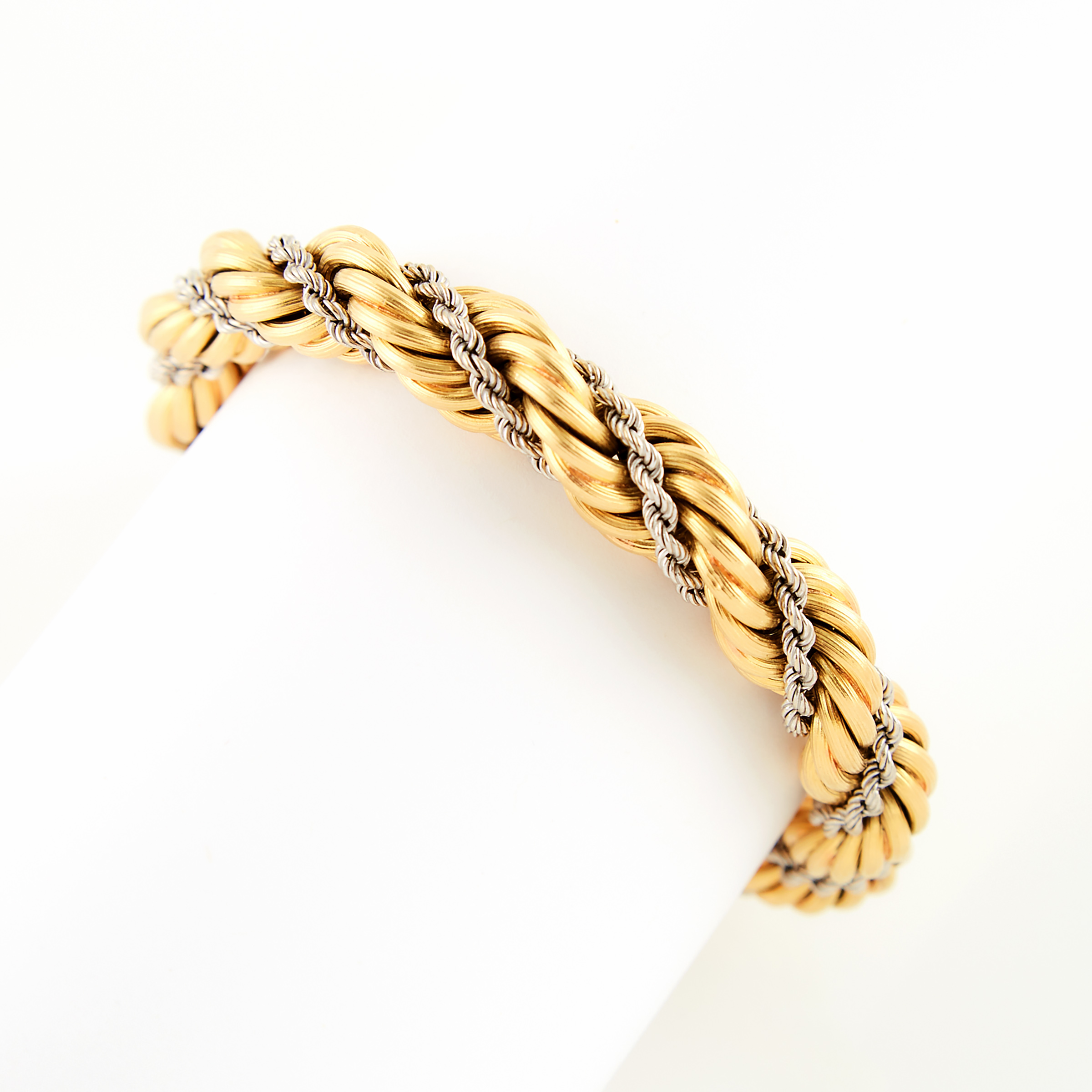 18k Yellow And White Gold Rope Bracelet