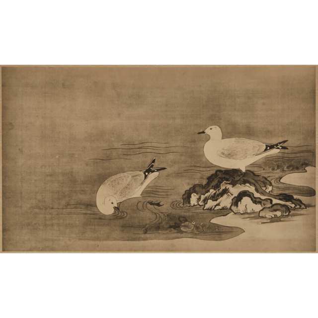 A Group of Four Japanese Paintings and Prints