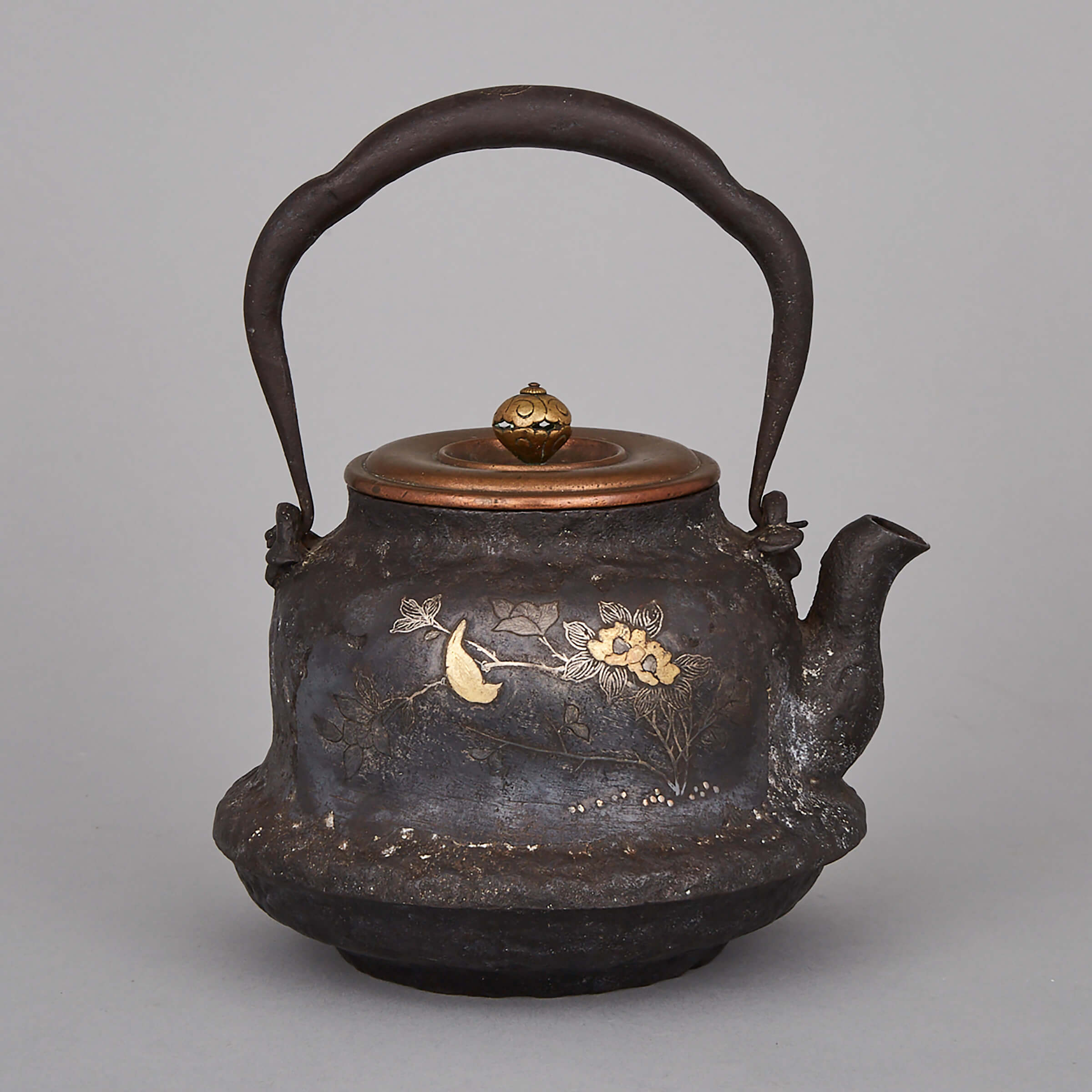 A Cast Iron and Mixed Metal Tetsubin, 19th Century