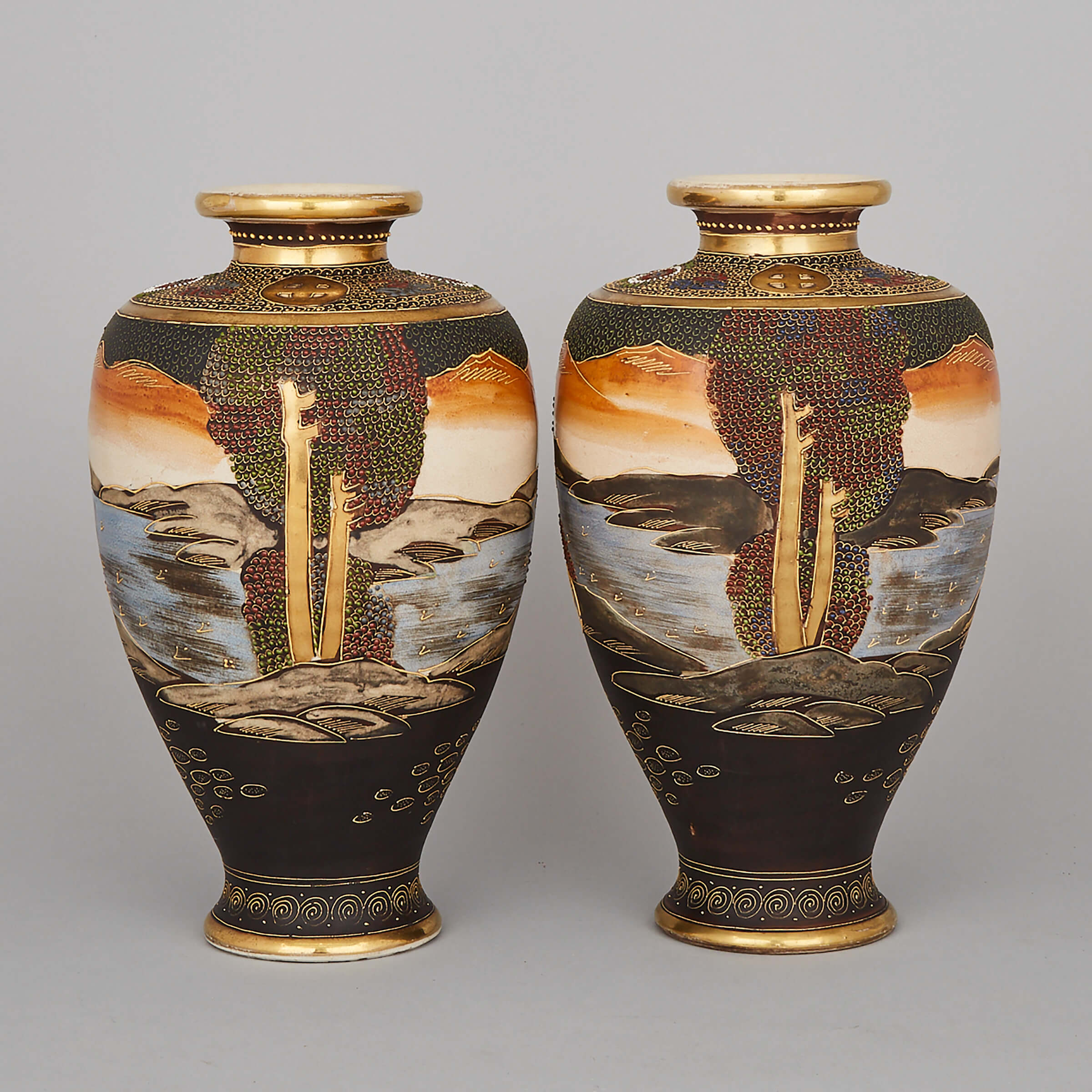 A Pair of Large Satsuma Vases