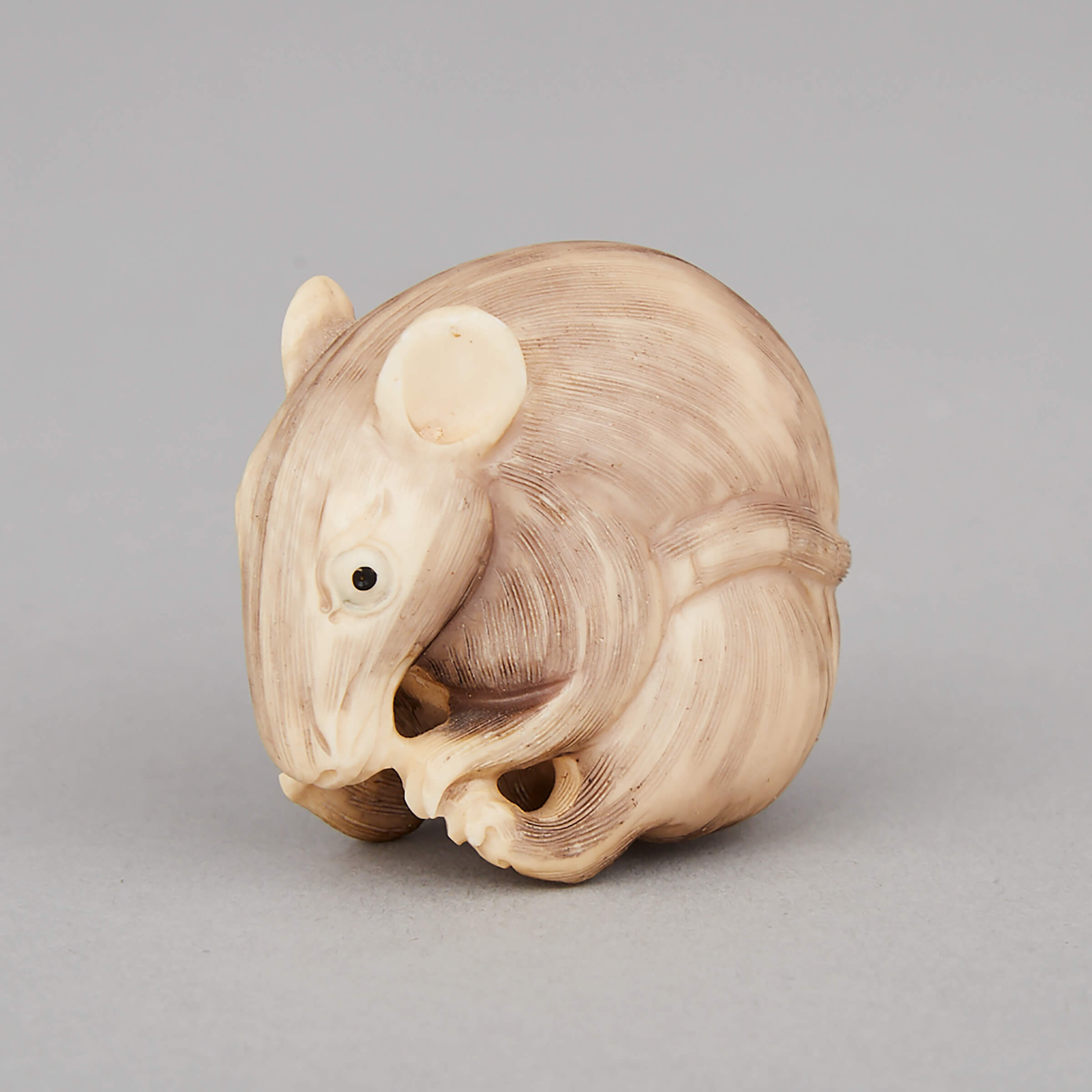 An Ivory Carved Netsuke of a Mouse