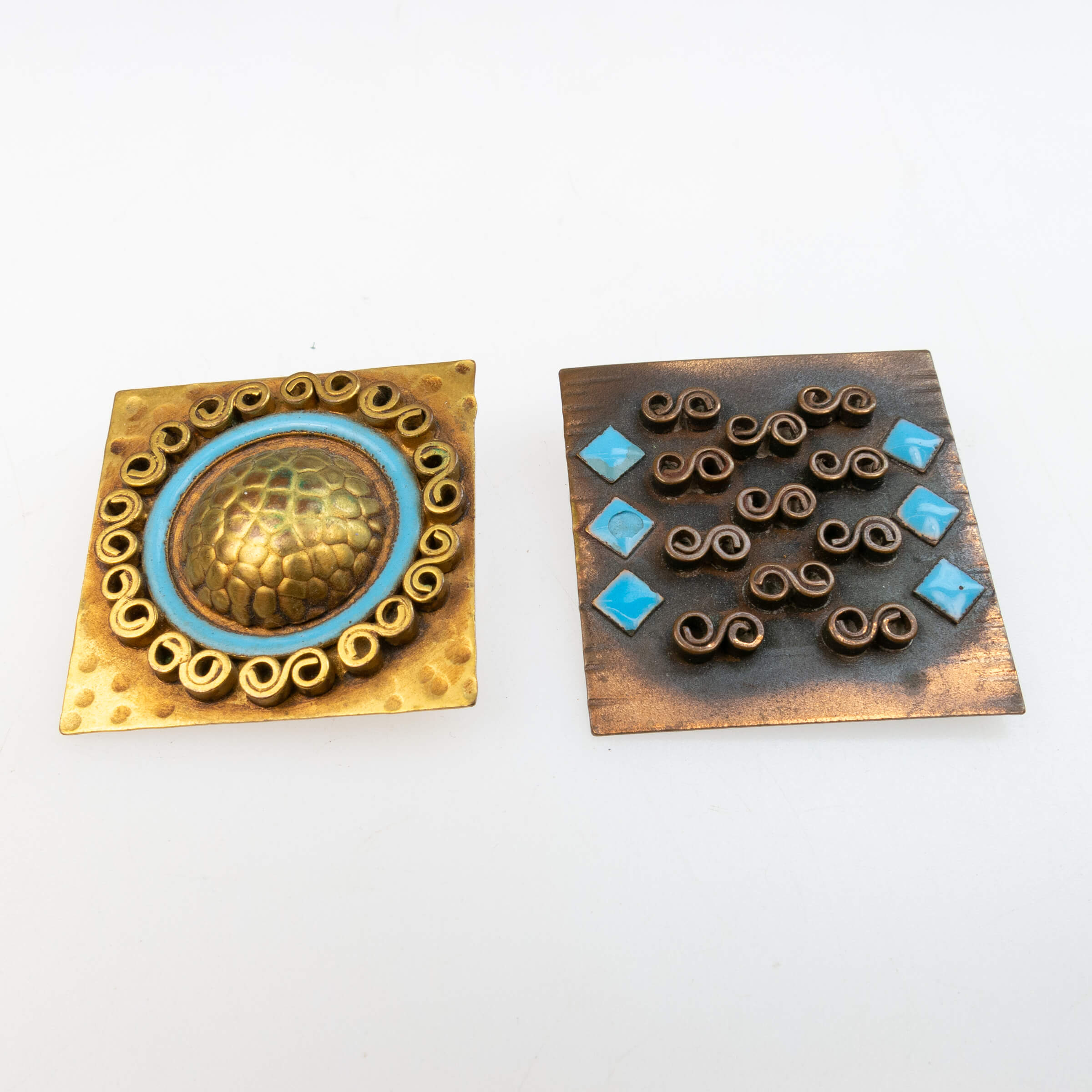 2 Jean Augis French Bronze And Enamel Pins