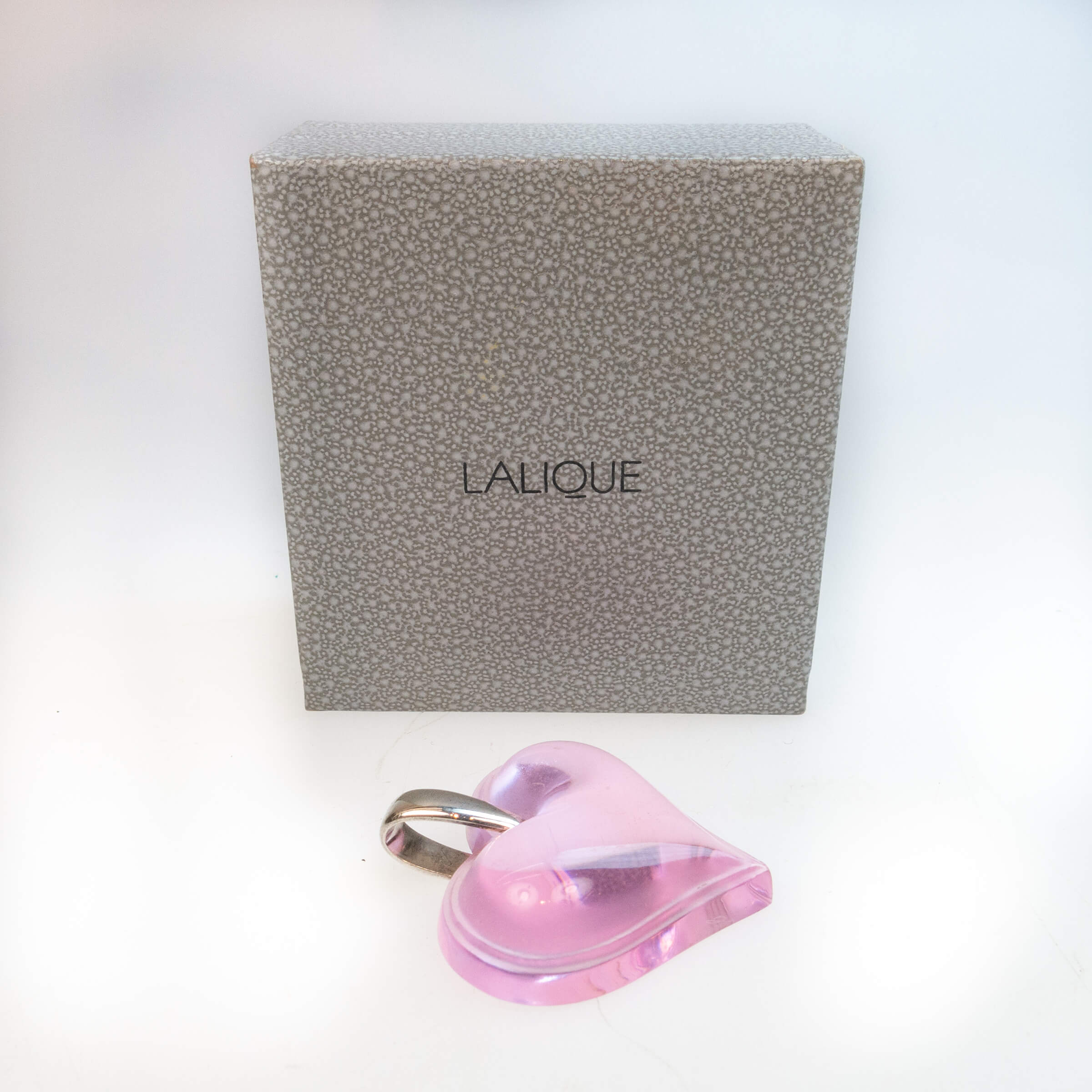 Lalique Pink Crystal Heart Pendant