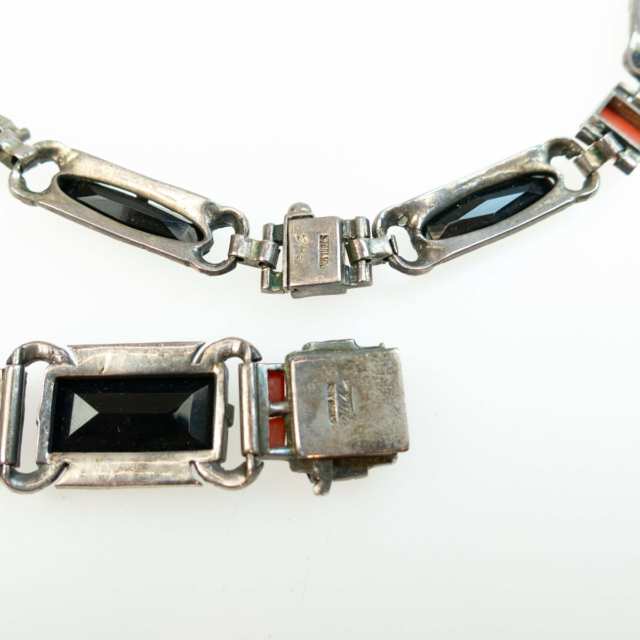 Birks Sterling Silver Art Deco Style Necklace And Bracelet