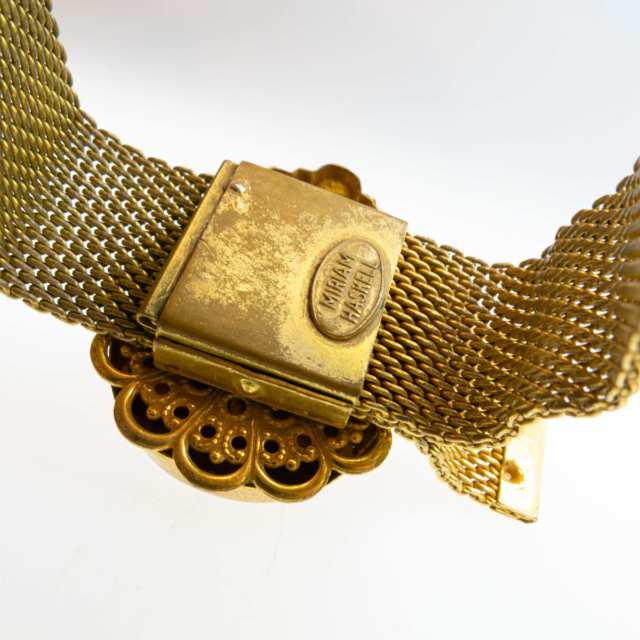 Miriam Haskell Gold Tone Slide Mesh Bracelet