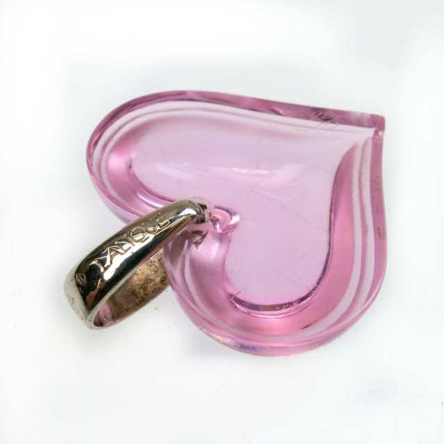 Lalique Pink Crystal Heart Pendant