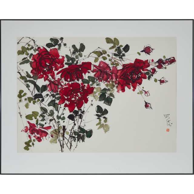 Earl Lu (1925-2005), Two Paintings of Red Roses