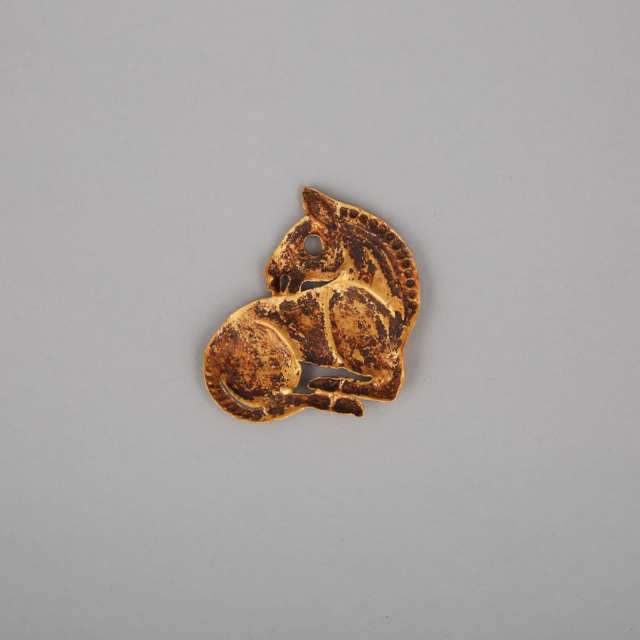 A Rare Solid Gold Horse Pendant Amulet, Ordos Region, Warring States Period, 5th to 3rd Century BC
