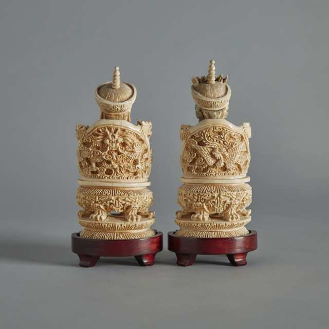 An Ivory Carved King and Queen Pair, Circa 1940