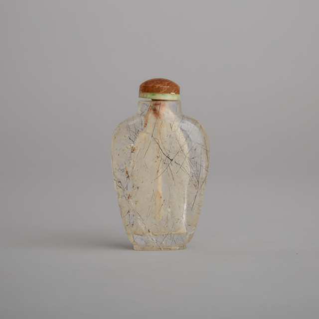 A Carved ‘Hair’ Rock Crystal Snuff Bottle, 19th Century