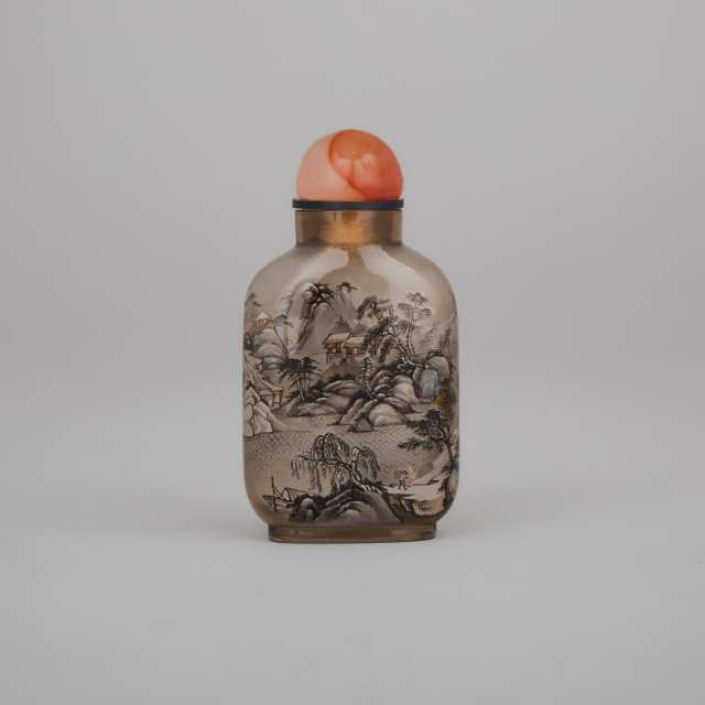 Qian Jingrui (1943-) An Interior Reverse-Painted ‘Winter Landscape’ Snuff Bottle