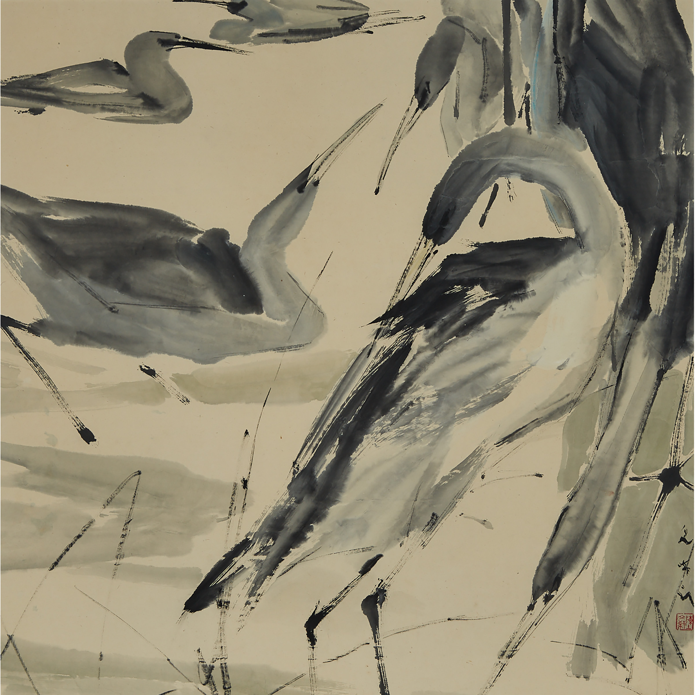 Chen Wen Hsi (1906-1991), Herons