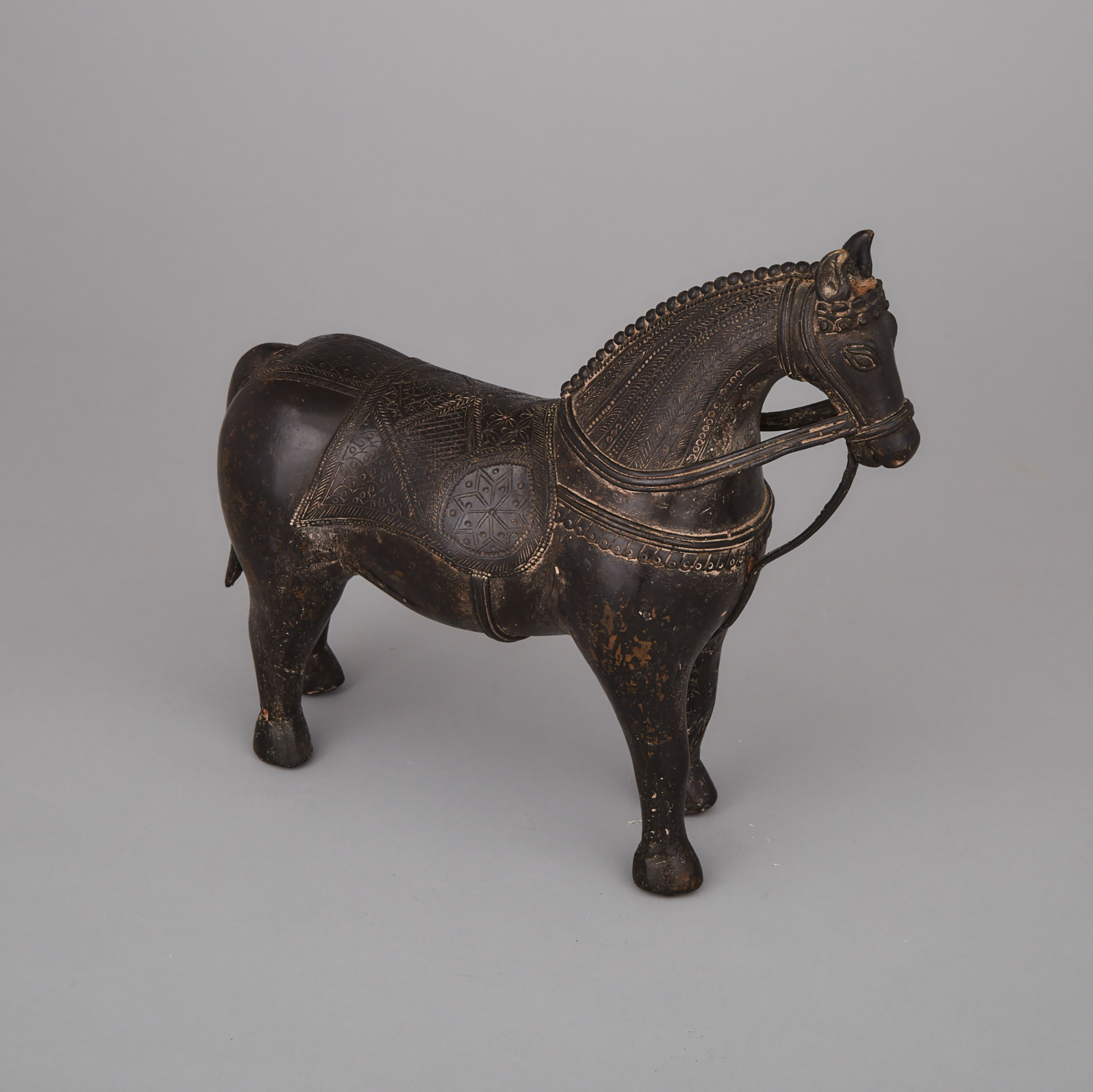 A Bronze Horse Figure, India, 19th Century