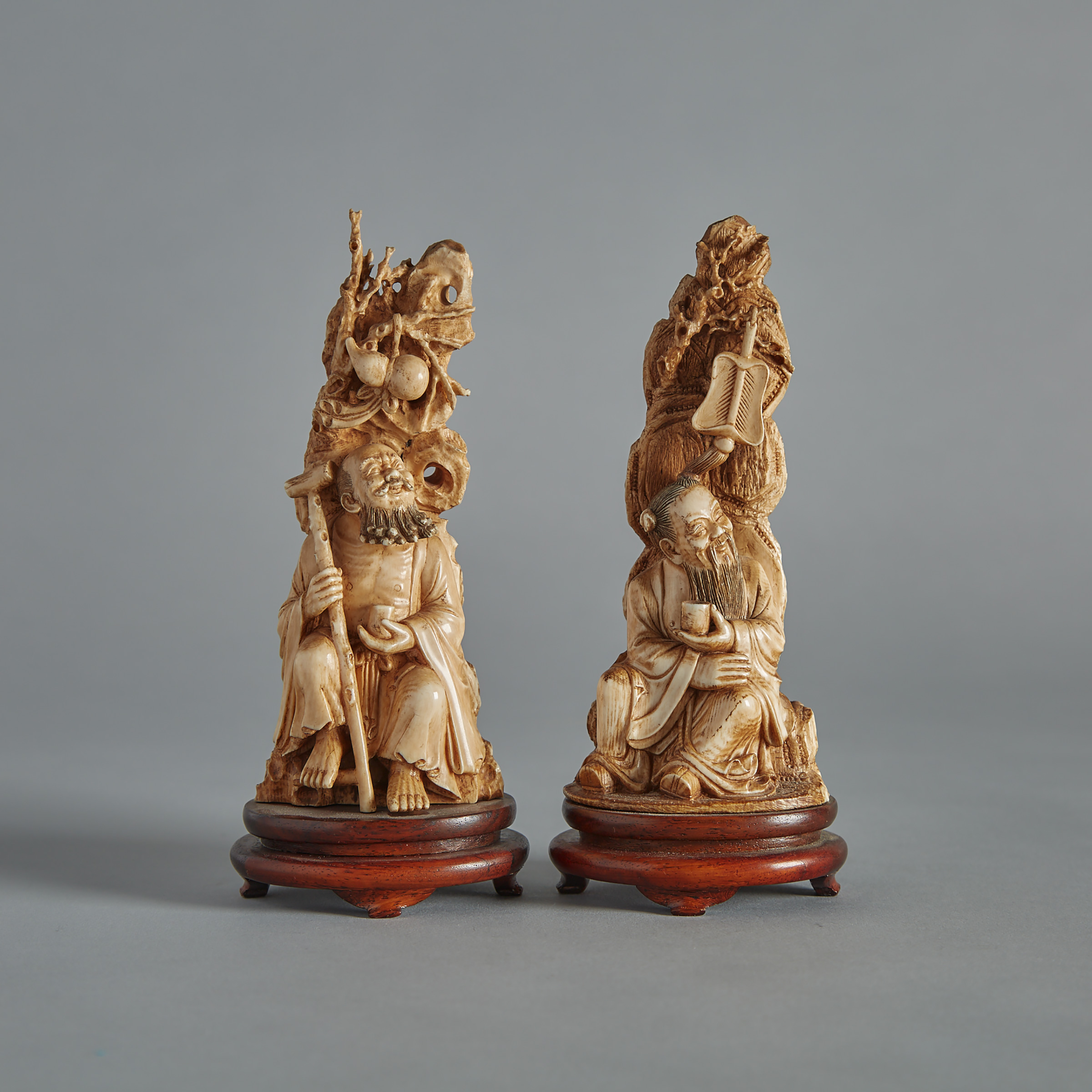 Two Ivory Carved Immortals, Circa 1940