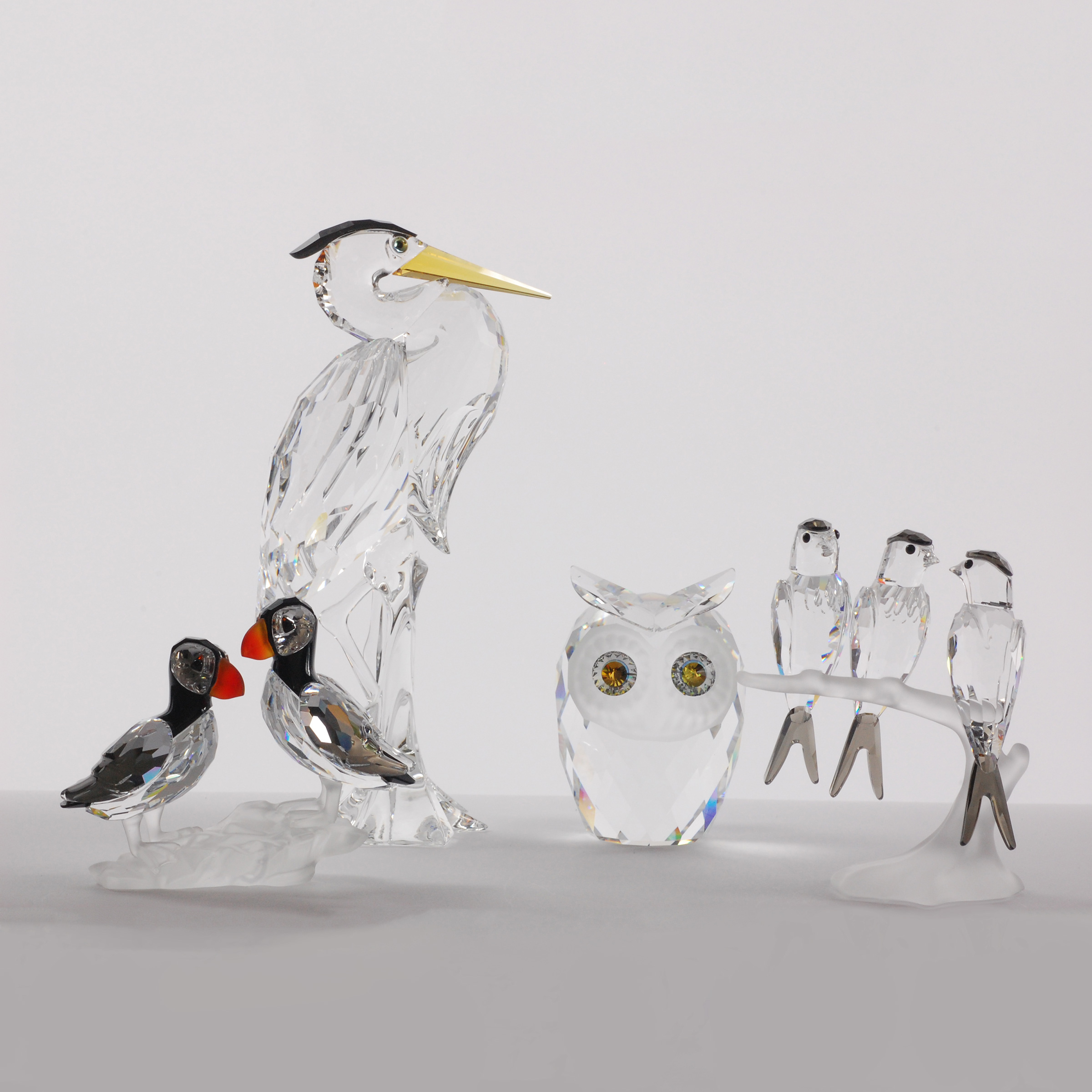 Four Swarovski Crystal Bird Figurines, late 20th/early 21st century