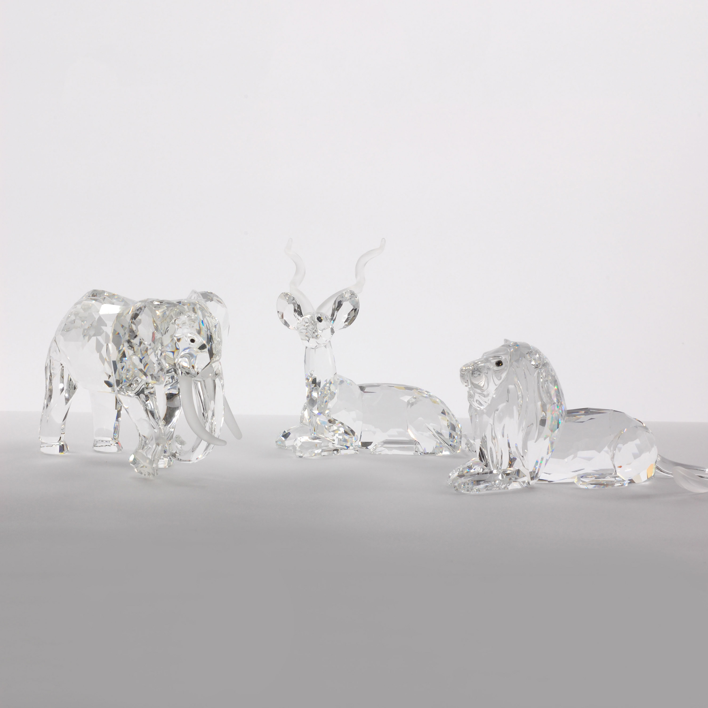 Swarovski Crystal ‘Inspiration Africa’ Trilogy: Elephant, Kudu and Lion, 1993/1994/1995