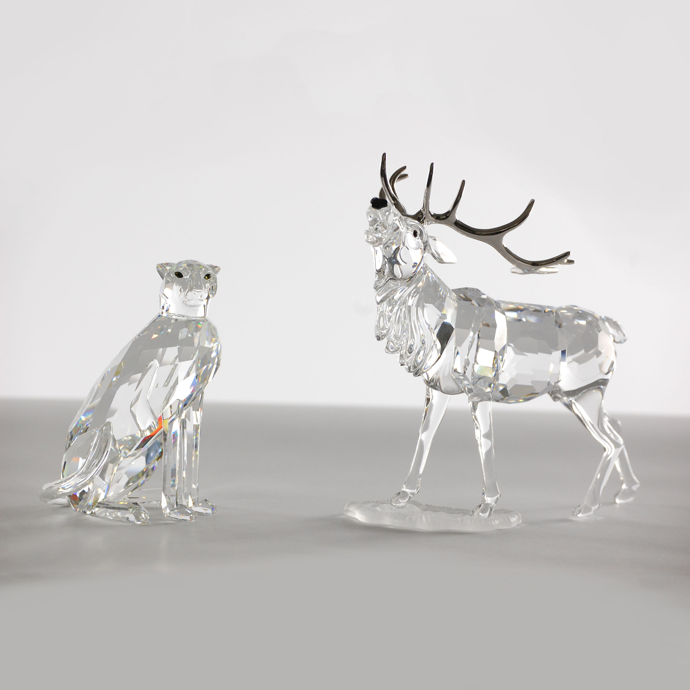Swarovski Crystal Moose and Bobcat, late 20th/early 21st century