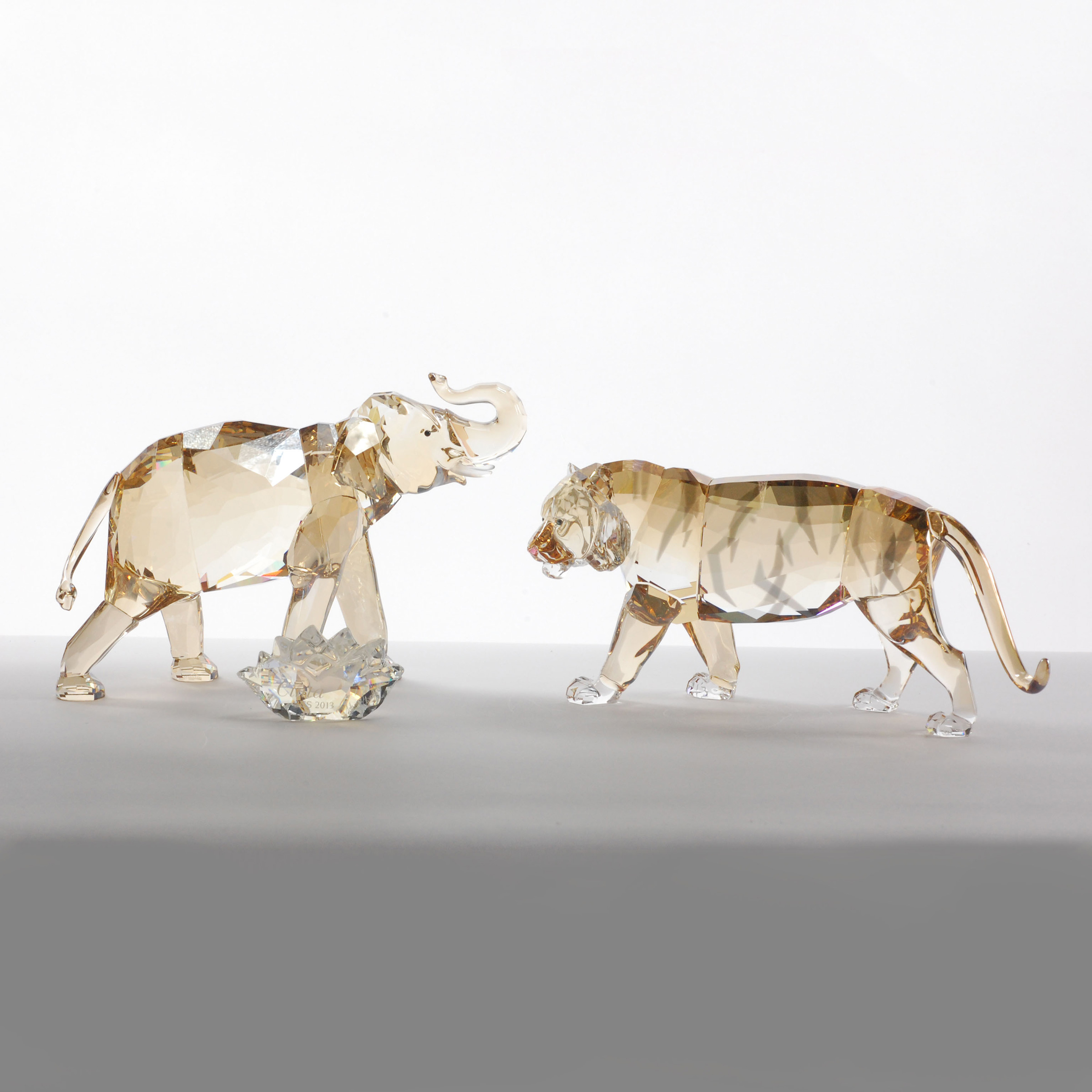 Swarovski Crystal ‘Endangered Wildlife’: Tiger and Cinta Elephant, 2010/2013