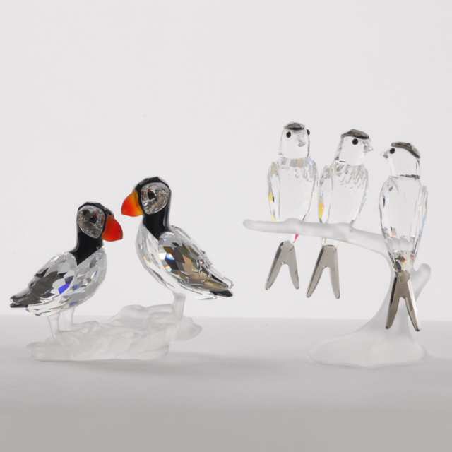 Four Swarovski Crystal Bird Figurines, late 20th/early 21st century