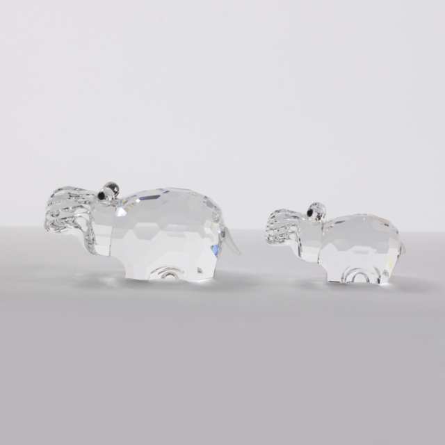 Six Swarovski Crystal Animal Mother and Baby Figurines, late 20th/early 21st century