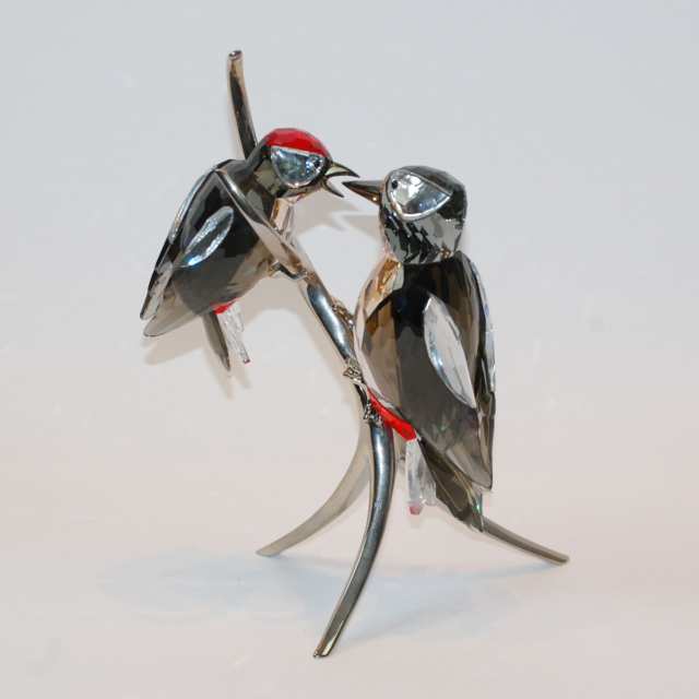 Swarovski Crystal Black Diamond Woodpeckers, early 21st century