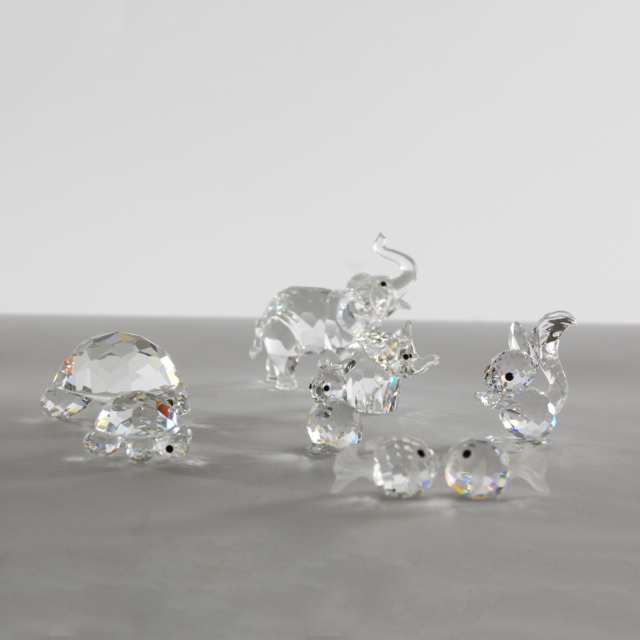 Six Swarovski Crystal Animal Figurines, late 20th/early 21st century