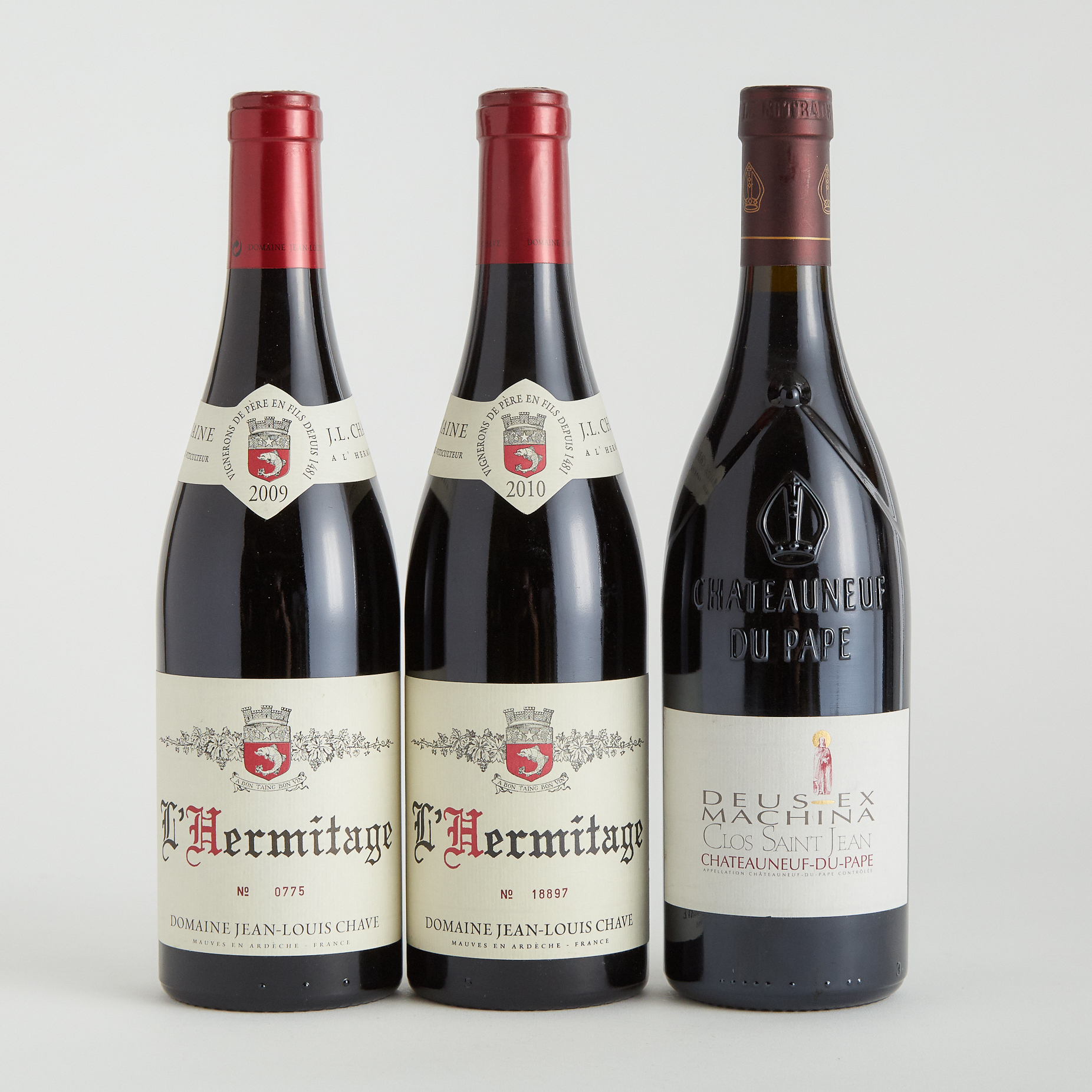 CLOS SAINT-JEAN CHÂTEAUNEUF-DU-PAPE DEUS EX MACHINA 2008 (1) WA 96
DOMAINE JEAN-LOUIS CHAVE HERMITAGE 2009 (1) WA 100
DOMAINE JEAN-LOUIS CHAVE HERMITAGE 2010 (1) WA 100