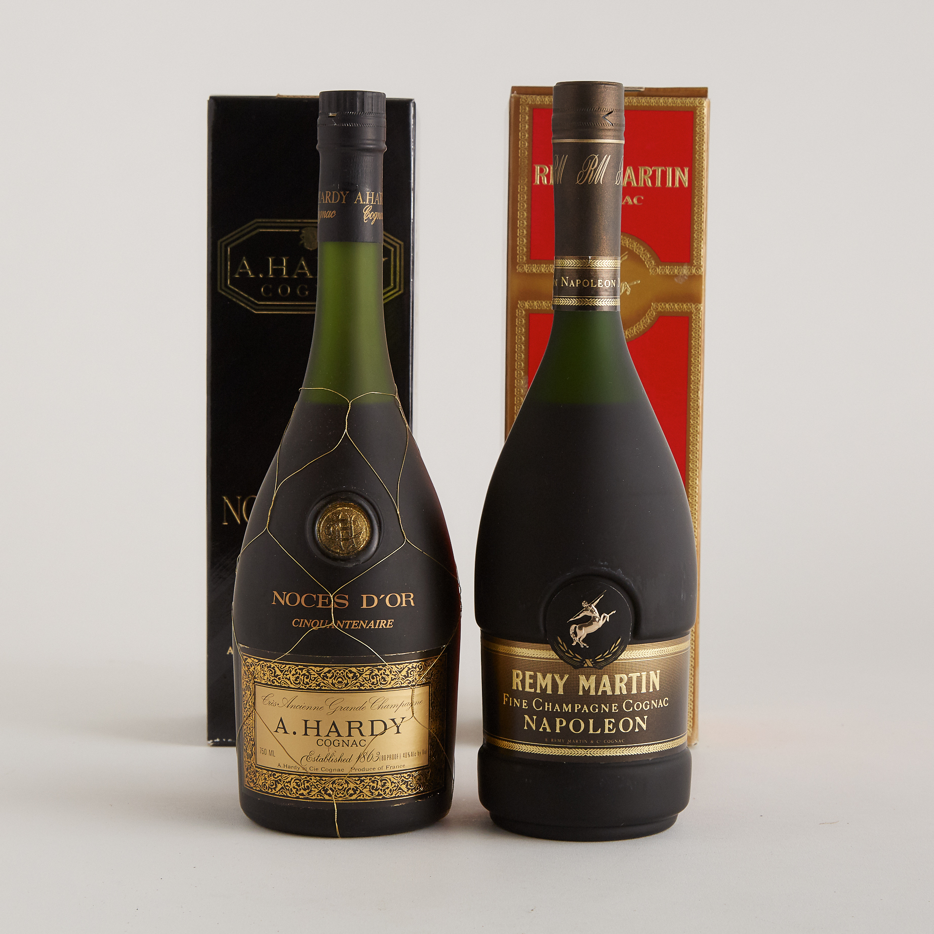 A. HARDY TRES ANCIENNE GRANDE CHAMPAGNE COGNAC NOCES D'OR CINQUANTENAIRE (ONE 750 ML)
RÉMY MARTIN FINE CHAMPAGNE COGNAC NAPOLEON (ONE 0.7 L)