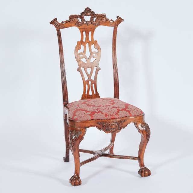Set of 10 Portuguese Chippendale Style Carved Rosewood Dining Chairs,19th/early 20th century