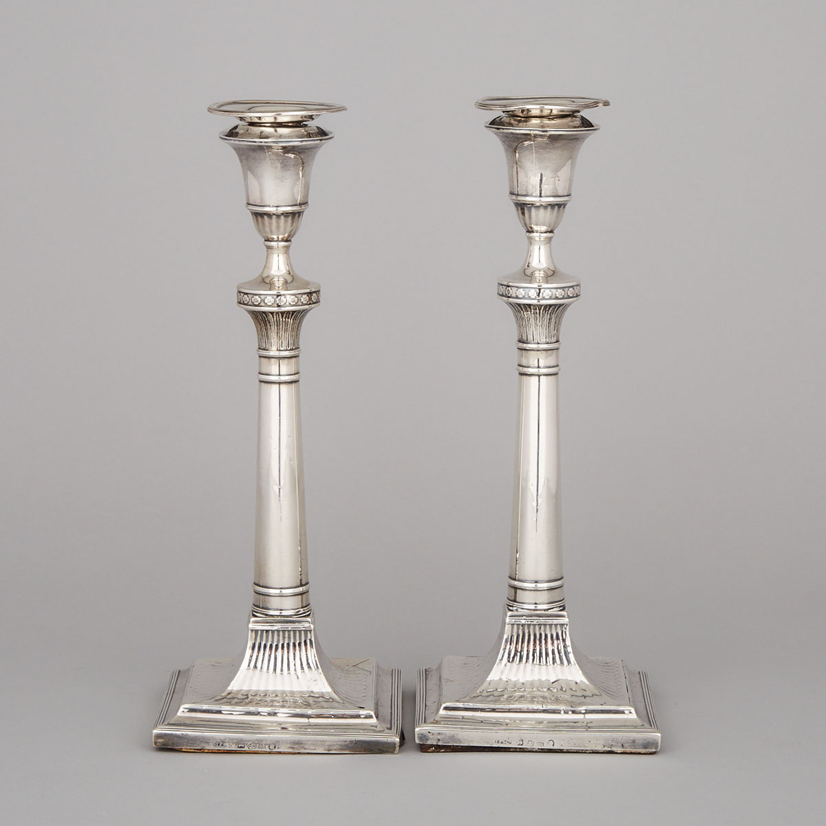 Pair of George III Silver Table Candlesticks, John Parsons & Co., Sheffield, 1788