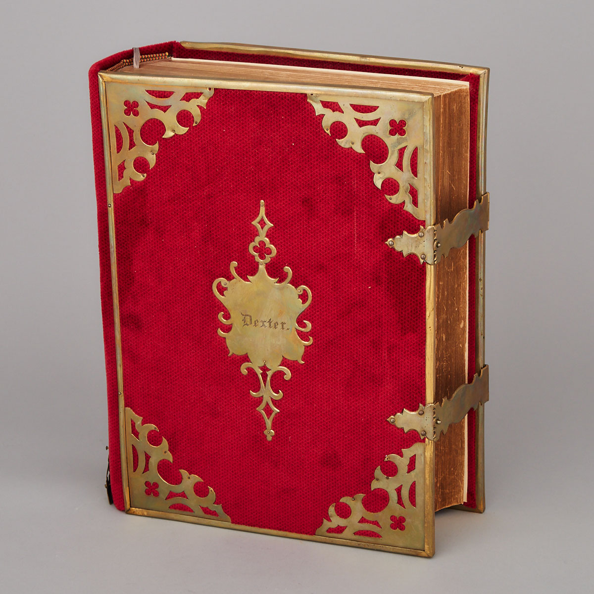 Victorian Gilt Metal Mounted Velvet Bound Family Bible, 1856