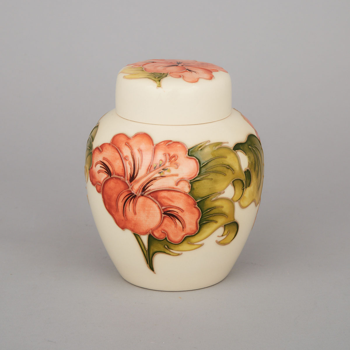 Moorcroft Hibiscus Ginger Jar and Cover, c.1990
