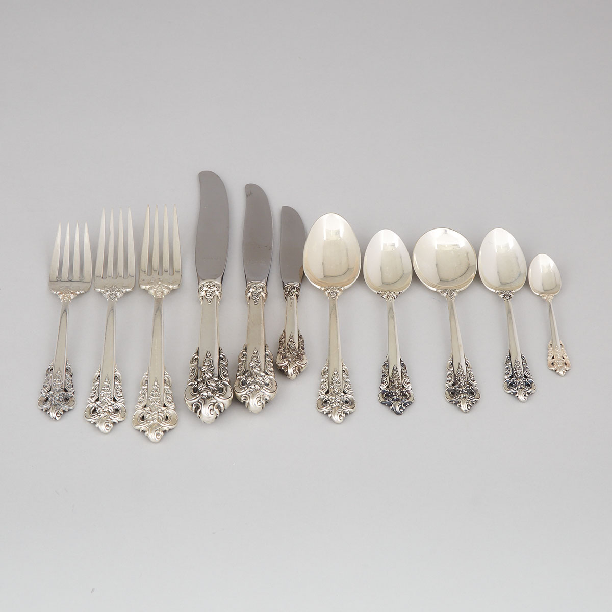 American Silver ‘Grande Baroque’ Pattern Flatware, Wallace Silversmiths, Wallingford, Ct., 20th century