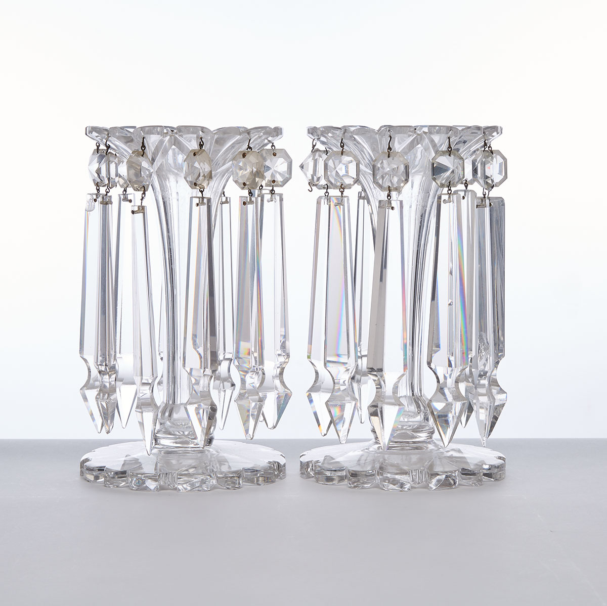 Pair of Cut Glass Vase Lustres, late 19th century