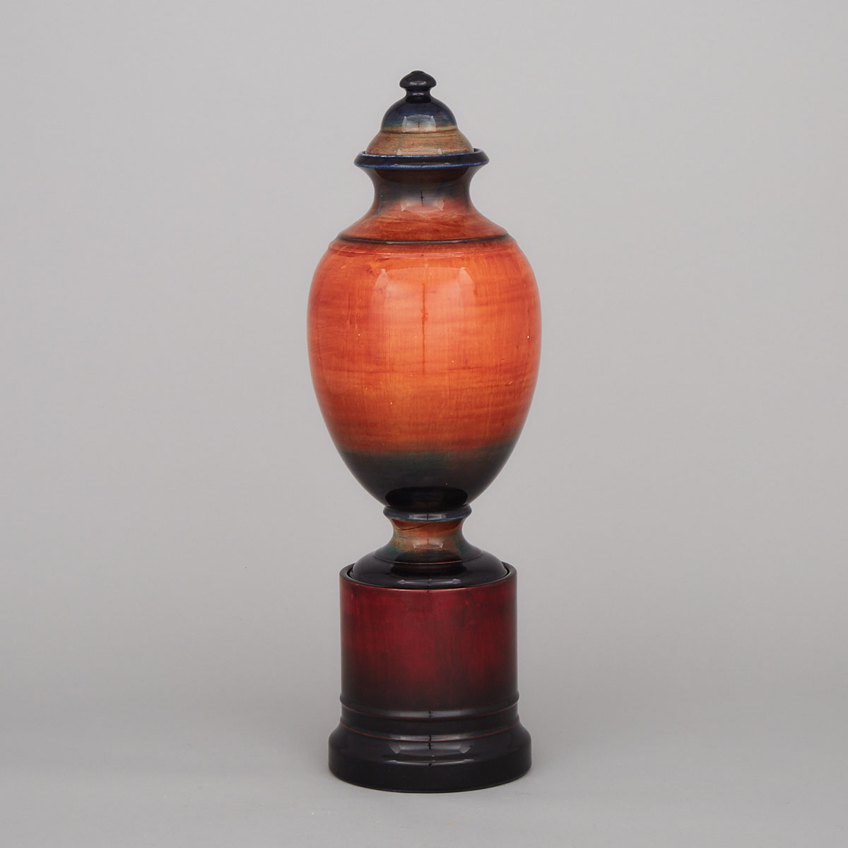 Moorcroft Flambé Covered Vase on Stand, 1930s