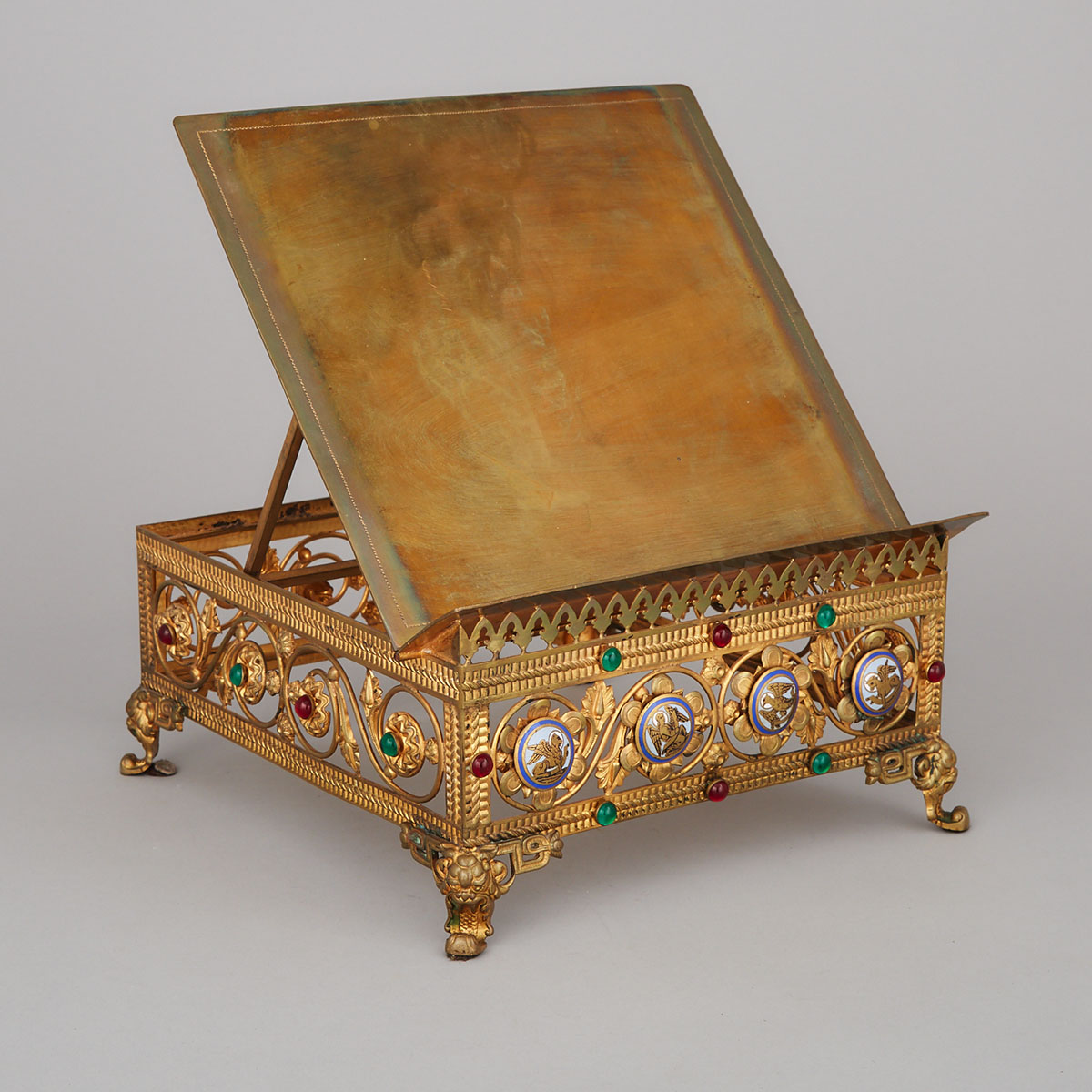 Victorian Gothic Revival Gilt Metal Missal Stand, c.1870