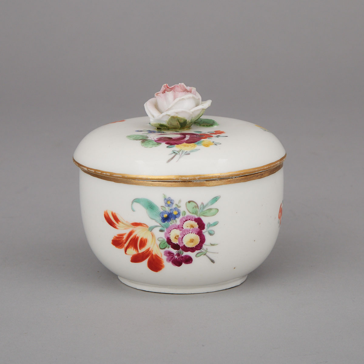 Continental Porcelain Covered Sugar Bowl, probably German, 19th century