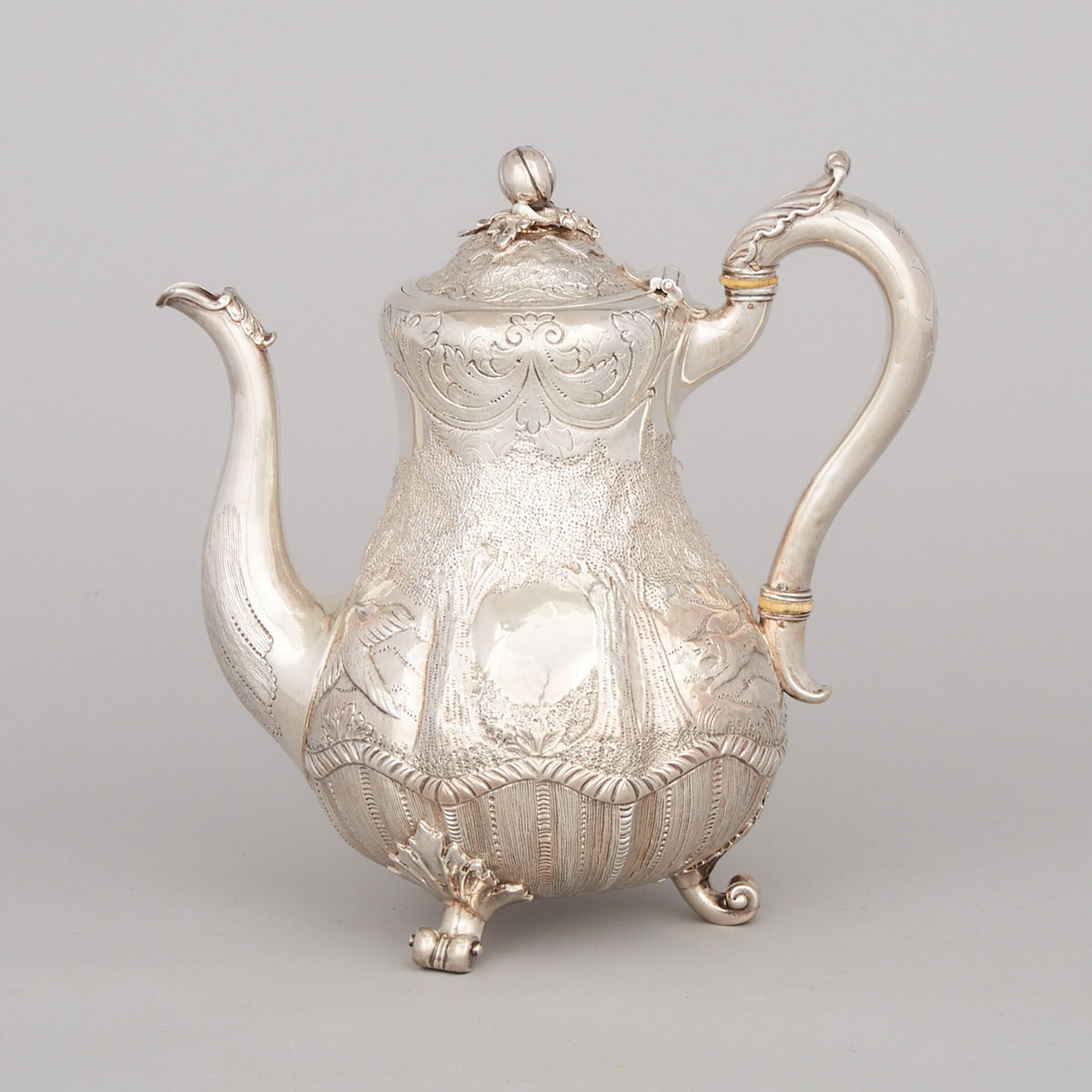 Victorian Silver Coffee Pot, John S. Hunt, London, 1855