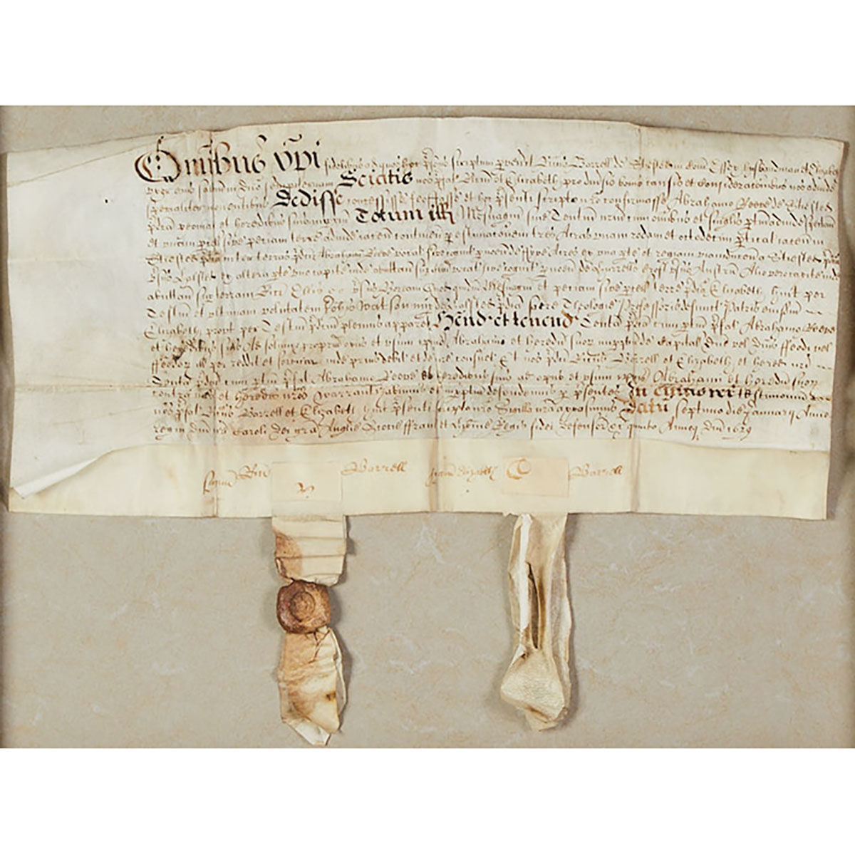 English Parchment Indenture, 1629