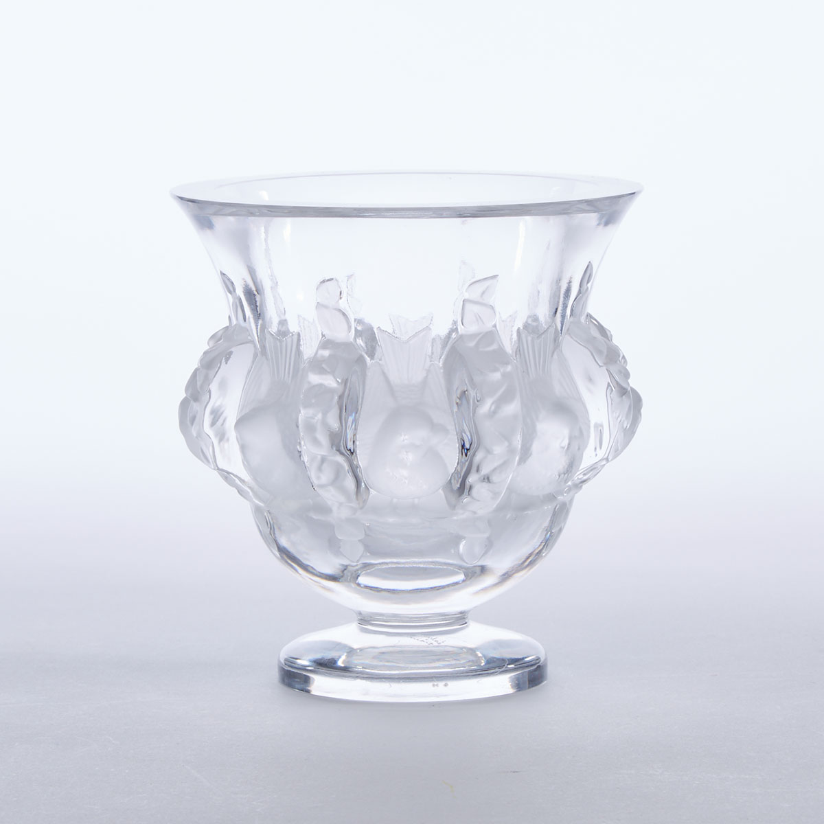‘Dampierre’, Lalique Moulded and Partly Frosted Glass Vase, post-1948