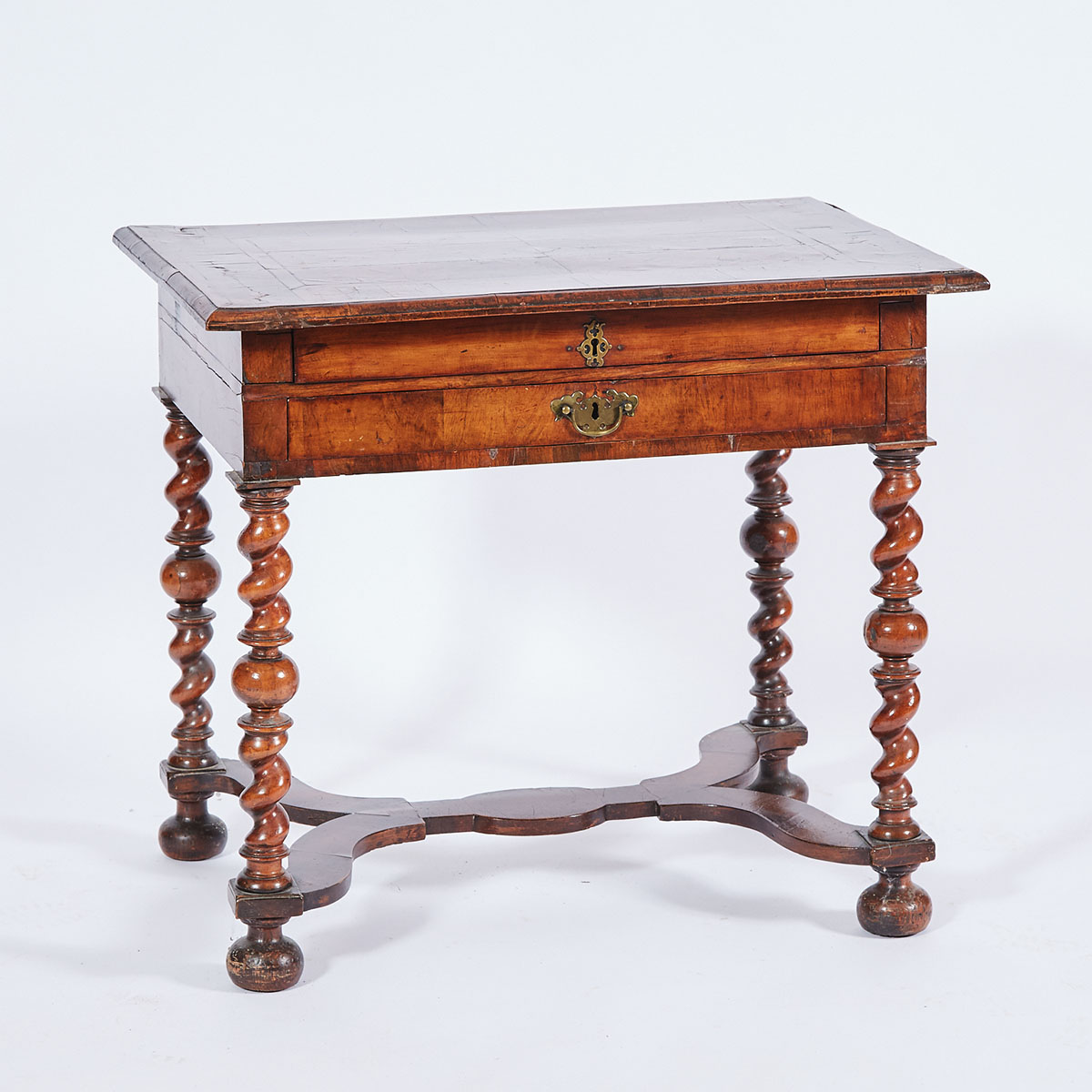 James II Figured Walnut Lift Top Writing Table, late 17th century