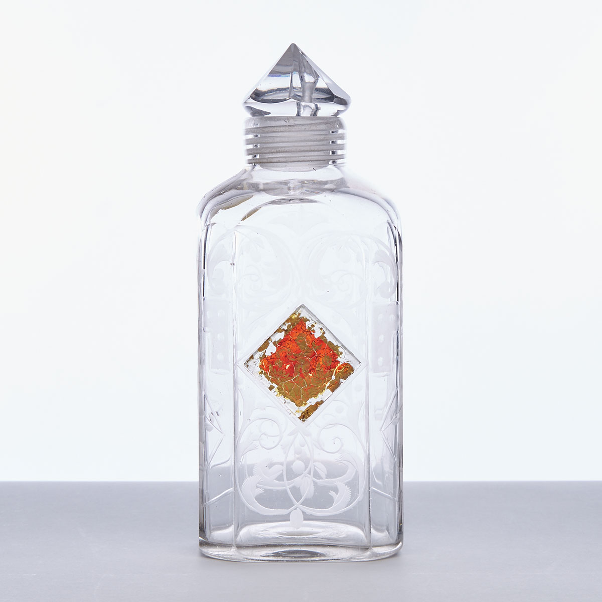 Bohemian Cut and Etched Glass Tea Canister, 18th/19th century