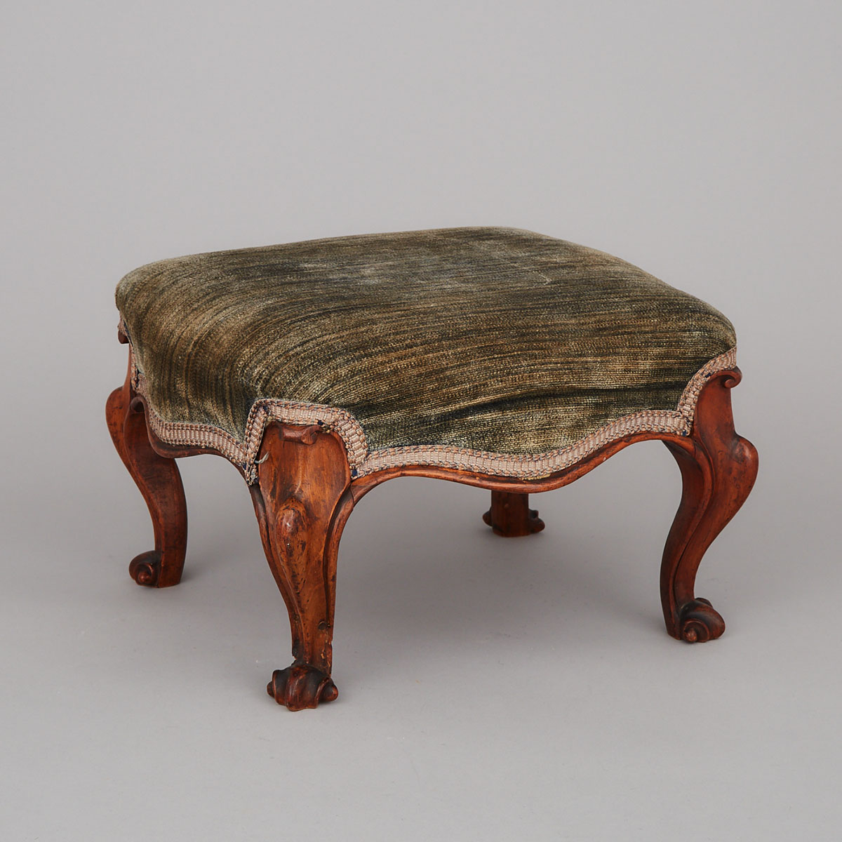 French Carved Walnut Gout Stool, 19th century