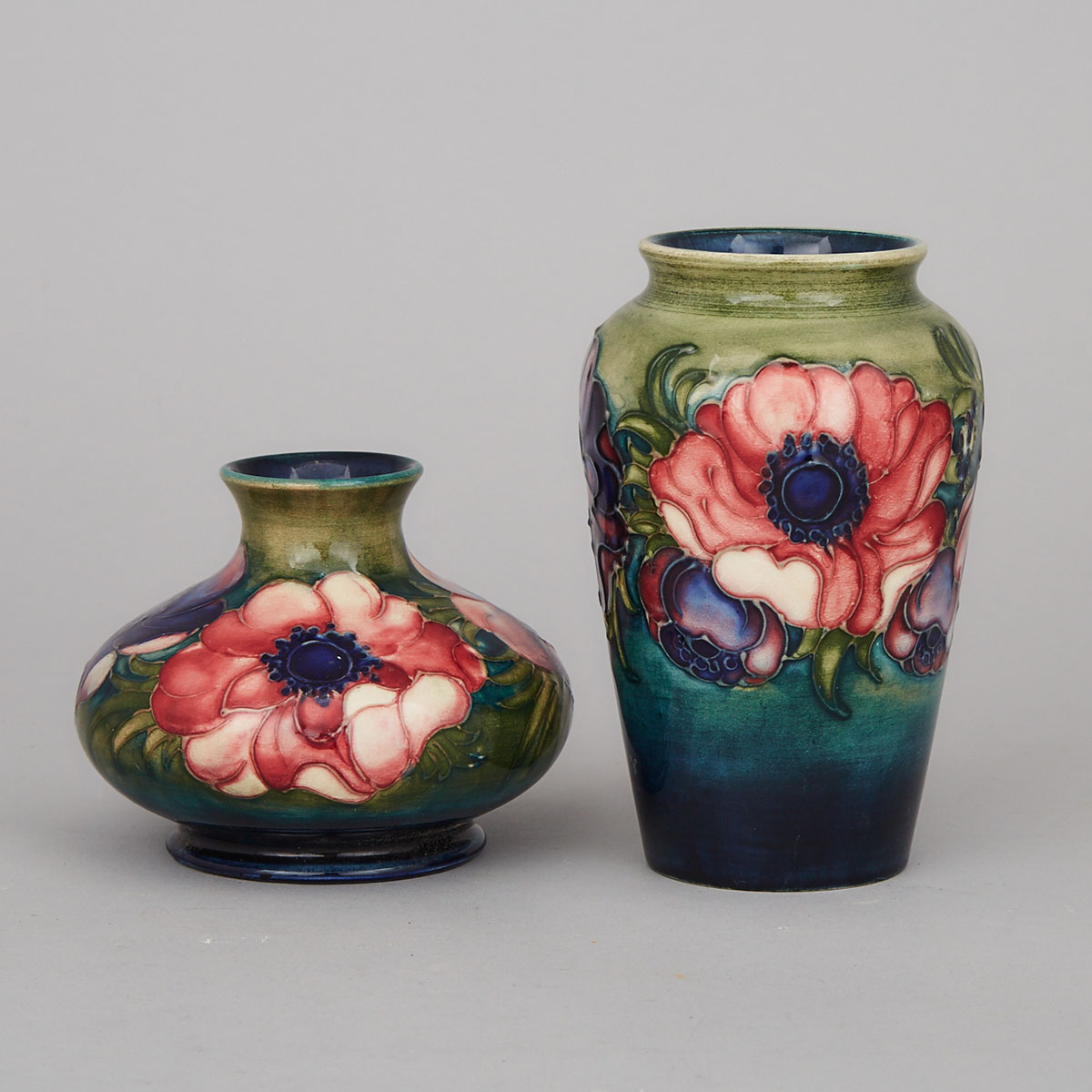 Two Moorcroft Anemone Vases, c.1960